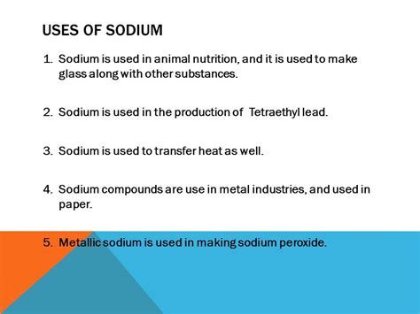 Sodium Uses