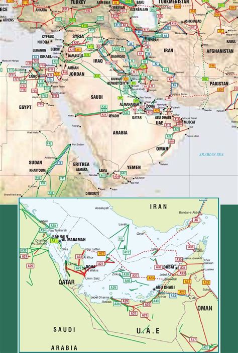 Middle East Pipelines map - Crude Oil (petroleum) pipelines - Natural ...