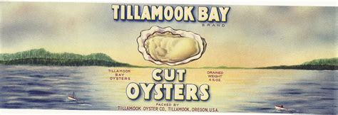 Tillamook Bay Oysters Vintage Can Label 1930s