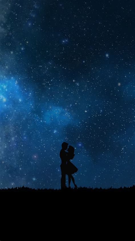 Starry sky couple love silhouettes iPhone 8 Wallpapers Free Download