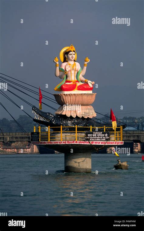 india, uttarakhand, haridwar, ganges river statue goddess ganga Stock ...