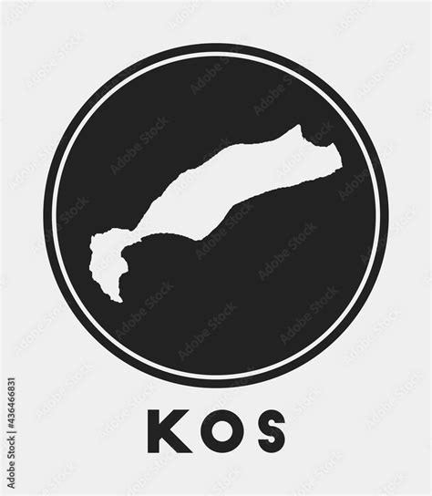 Kos icon. Round logo with island map and title. Stylish Kos badge with ...