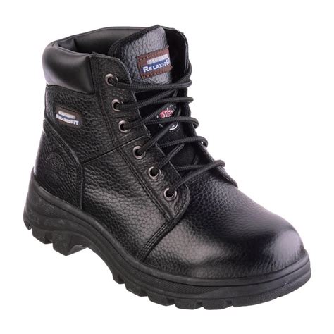 Skechers Workshire - Peril Women Size 11 Black Leather Work Boot-76561 - The Home Depot