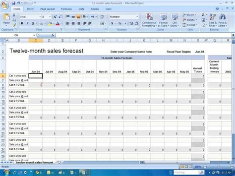 Forecast Spreadsheet Template