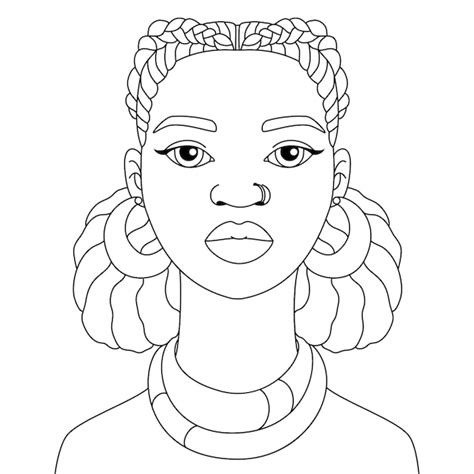 Premium Vector | Simple African Black woman vector Afro girl coloring ...