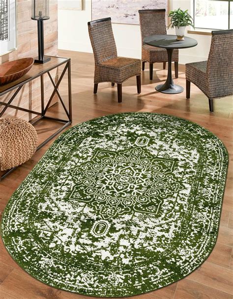 Green 3' 3 x 5' 3 Arlington Oval Rug | Rugs.ca