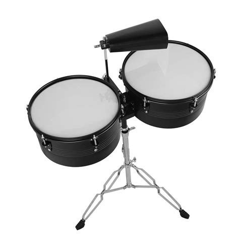 13" & 14" Timbales Drum Set Premium Steel Cowbell and Cowbell Holder US ...