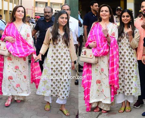 Nita Ambani and Isha Ambani in casual kurta sets – South India Fashion