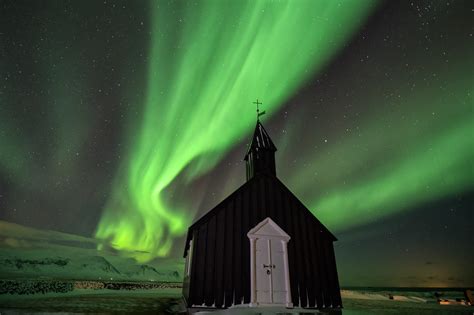 Northern Lights over Black church at Budir, Iceland | Flickr