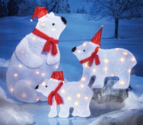 SET OF 3 LIGHTED CHRISTMAS POLAR BEAR FAMILY DISPLAY Outdoor Holiday… | Polar bear christmas ...