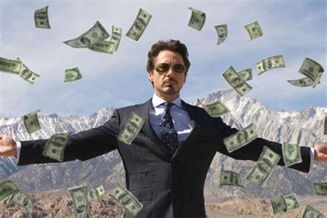 Create meme "people awash in cash, millionaire , Tony stark money ...