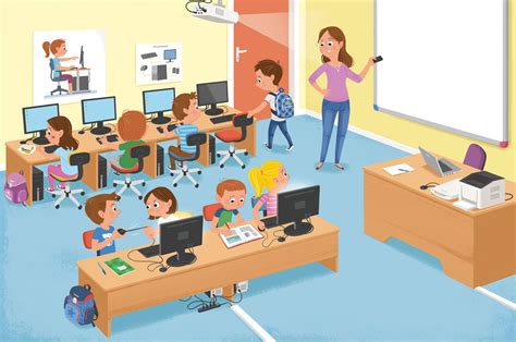 Children's school book illustrations on Behance | Classroom cartoon ...