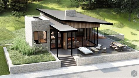 Contemporary Cabin House Plan, 2 Bedroom, 1200 sq ft - ANK Studio in ...