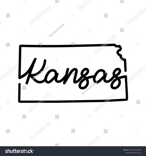 Kansas Us State Outline Map Handwritten Stock Illustration 2161611885 ...