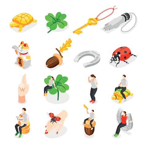 Lucky Symbols Isometric Icons Set 6846408 Vector Art at Vecteezy