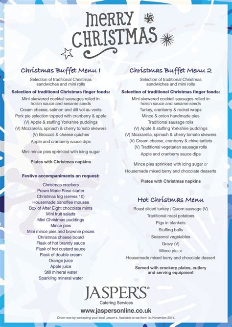 Jasper's Christmas menu | Christmas buffet menu, Christmas menu, Christmas catering