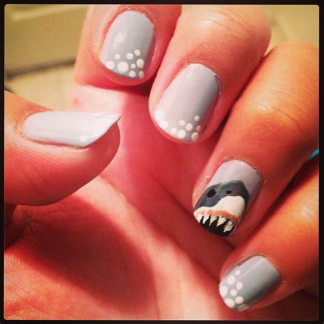 Nails for shark week | Beach nails, Shark nail art, Nails