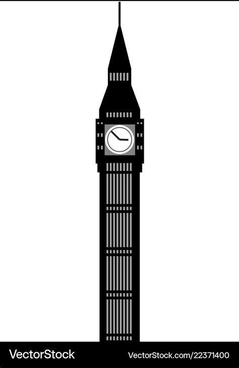 Image of cartoon big ben clock silhouette Vector Image