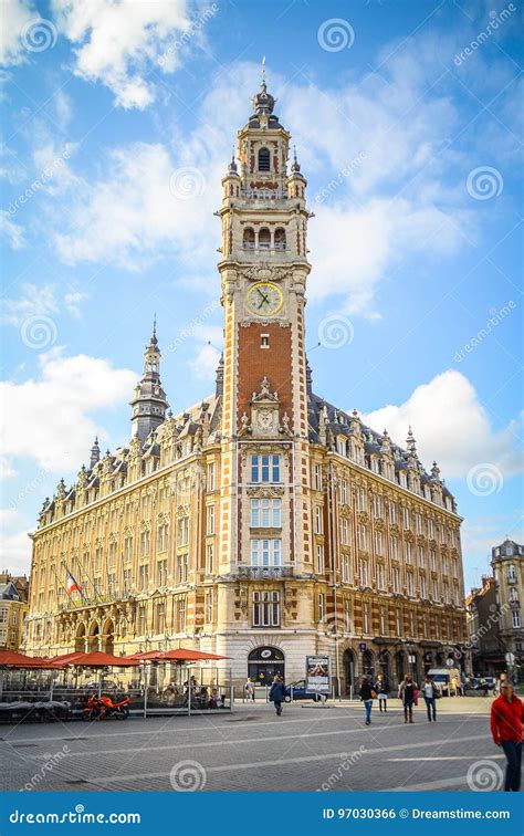 Lille, city in France editorial photo. Image of clock - 97030366