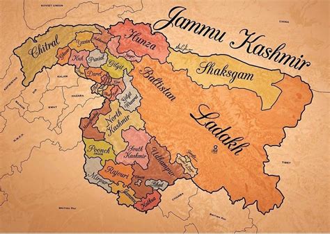 Stunningly beautiful sketch of Pre-1947 Jammu & Kashmir map before ...