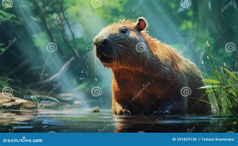 Realistic Portrait of a Capybara in Its Natural Habitat. Stock Photo - Image of natural, america ...