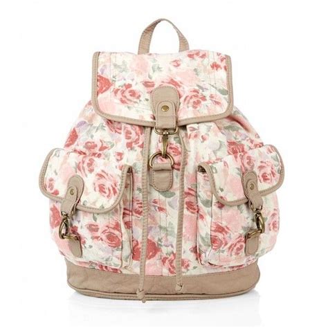 Pink Vintage Floral Print Backpack ($30) found on Polyvore | Vintage ...