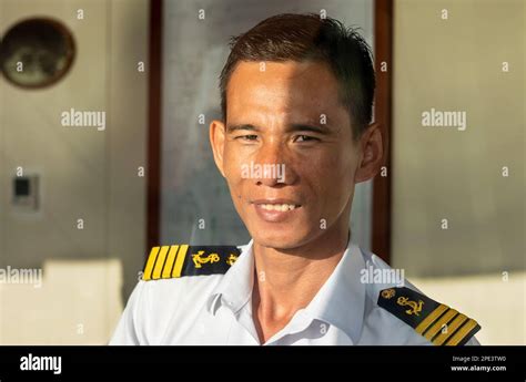 Mr Cong, captain of the Mekong river cruise ship Victoria Mekong Stock Photo - Alamy