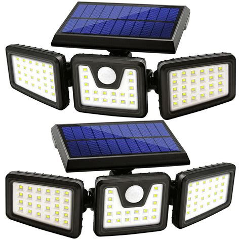 Solar Lights Outdoor, Wireless LED Solar Motion Sensor Lights Outdoor; 3 Adjustable Heads, 270 ...