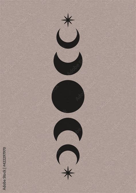 Moon phases poster. Mid century lunar minimalist art decor, mystic ...