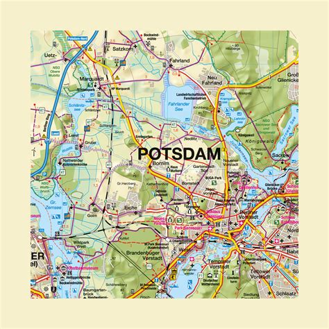 Detailed map of Potsdam and its surroundings | Potsdam | Germany ...