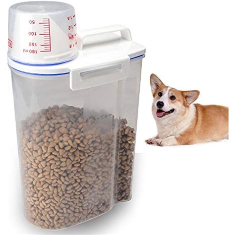 TIOVERY Pet Food Plastic Storage Container Dispenser with Graduated Cup ...