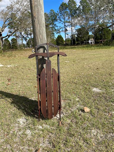 Vintage Snow Sled, Speedaway Sled, Holiday Decor, Vintage Wood Sled ...