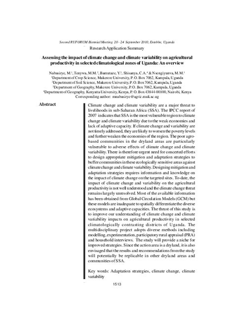 (PDF) Assessing the impact of climate change and climate variability on ...