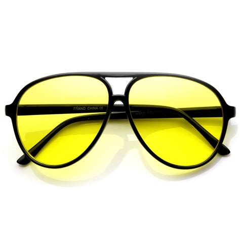 Retro 1980s Aviator Yellow Driving Lens Sunglasses - zeroUV