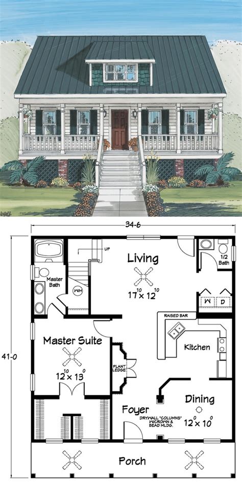 This is an extremely open floor plan. | Beach house plans, Cottage house plans, Coastal house plans