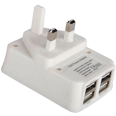 Du4 Port USB Mobile Phone Charger Adapter Plug 3 Pin Wall EU UK Plug Power Travel USB Charging ...