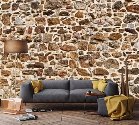 Stone Mural Brick Wallpaper Good Quality Digital Printing - Etsy