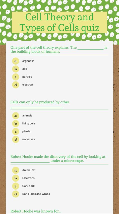 The Cell Theory Worksheet - Printable Calendars AT A GLANCE