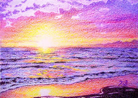 Sunset Colored Pencil Drawing