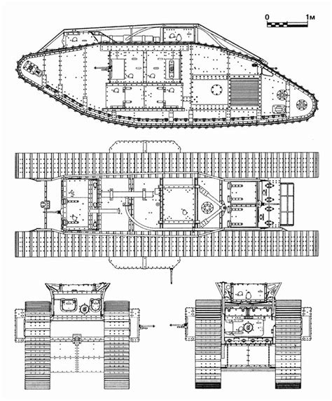 Mark V Tank Blueprint - Download free blueprint for 3D modeling ...