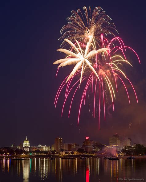 Fireworks over Harrisburg Skyline, Saturday July 5, 2014, 7-10pm