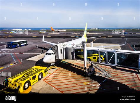 Jeju, South Korea - April 10,2018: At Jeju International Airport, second largest airport in ...