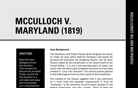 McCulloch v. Maryland - Case Background - Bill of Rights Institute