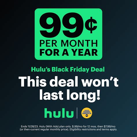 Black Friday 2023: Get Hulu for 99 cents per month for 1 year! - Good ...