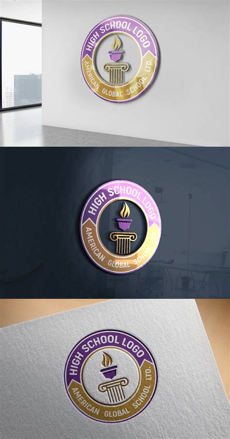 Modern High School Logo Design Free Template – GraphicsFamily