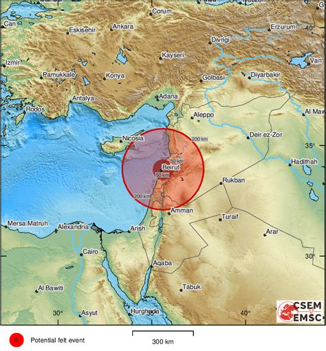 Earthquake (زلزال) possibly felt 31 sec ago in Lebanon. Felt it? Tell ...