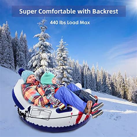 Inflatable Snow Tube for Sledding Heavy Duty with Backrest and Tow Rope, PARASAKA 47” Towable ...