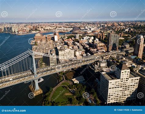 Aerial View of Brooklyn and Manhattan Bridge in New York Stock Photo ...