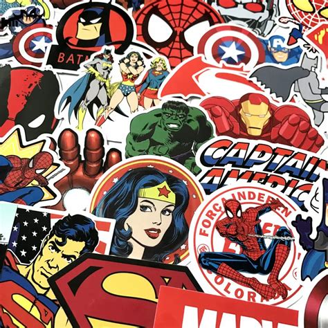 HOT 50 Pcs/Lot Stickers For MARVEL Super Hero DC Stickers For Car ...