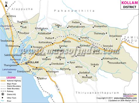 Map Of Kollam District In Kerala - Bobbie Stefanie